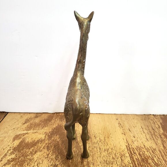 Vintage Gatco Solid Brass Heavy Pair Giraffe Mother and Baby Figurines Patina - Picture 6 of 13